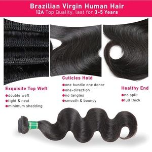 Human Hair Bundles 10 inches Body Wave/Straight top grade 12A Virgin Hair Bundle